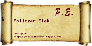 Politzer Elek névjegykártya